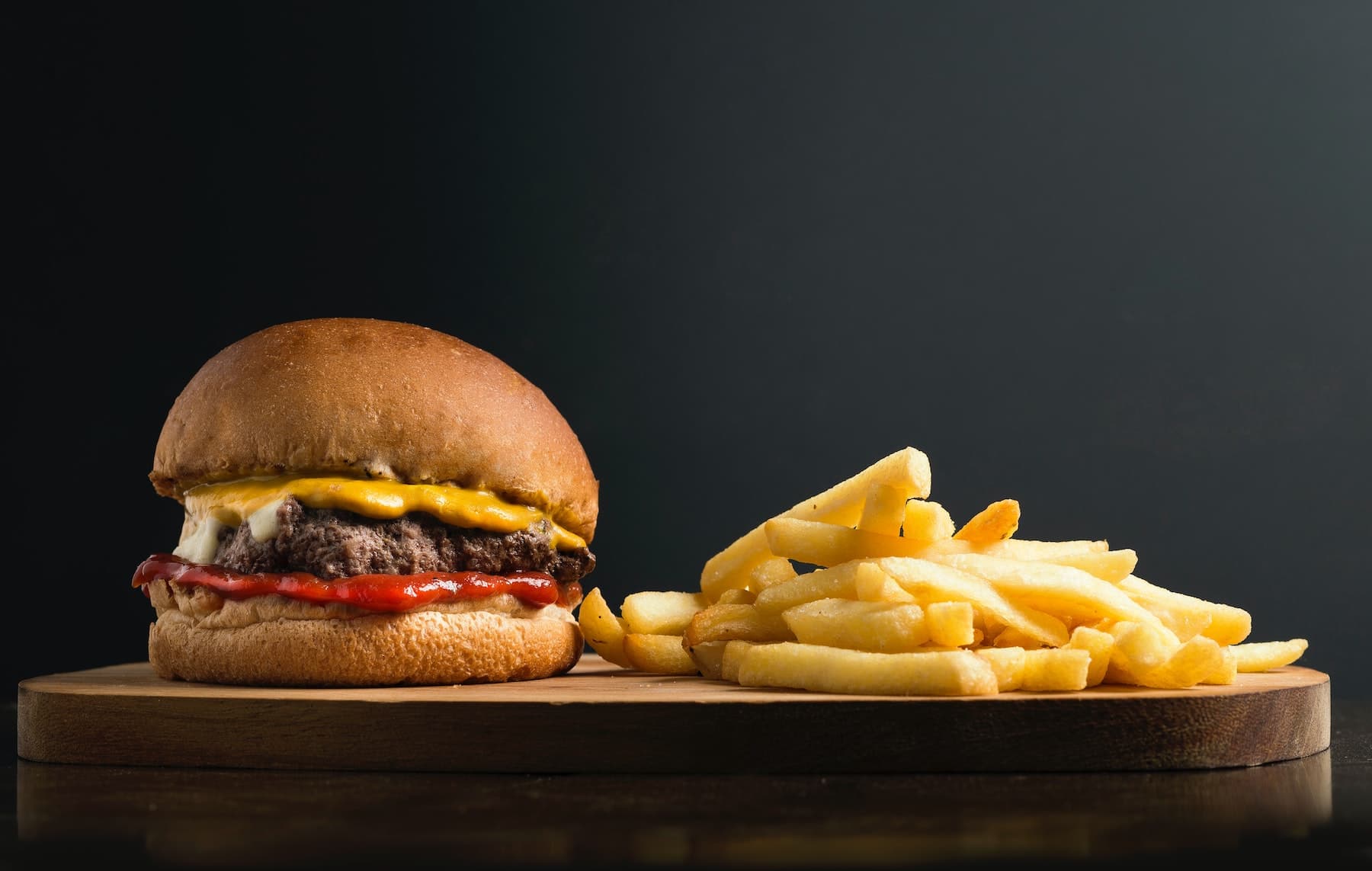 burger with fries